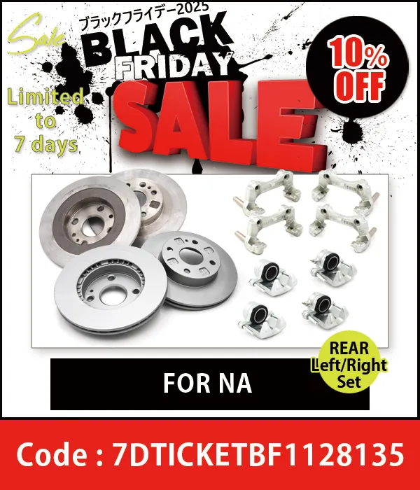 Genuine Rotor & Caliperbody & Piston & Calipersupprt Rear Left/Right Set For NA